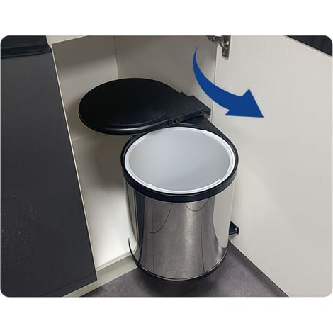 Andyou – Poubelle sous évier pivotante 14 L – Ouverture automatique – Installation facile à gauche ou à droite – PVC robuste anthracite (1/2)