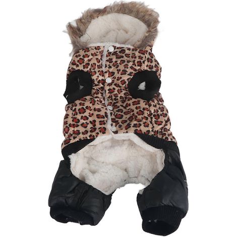 Manteau chien hiver motif léopard, doudoune ample et chaude anti-perte de poils, veste chaude pour petits et moyens chiens, mignonne et confortable (1/5)