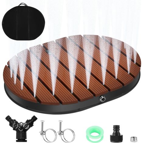 SWANEW Docce da giardino con fontane fino a 4 metri di altezza Docce a pavimento antiscivolo su rotelle Resistenti alle intemperie Docce da campeggio in legno (1/5)