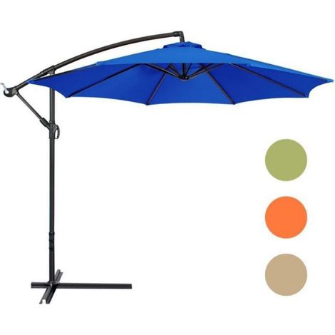Toile de remplacement pour parasol 3m – Imperméable et résistant aux UV – Polyester bleu – Compatible avec 6 baleines (1/5)