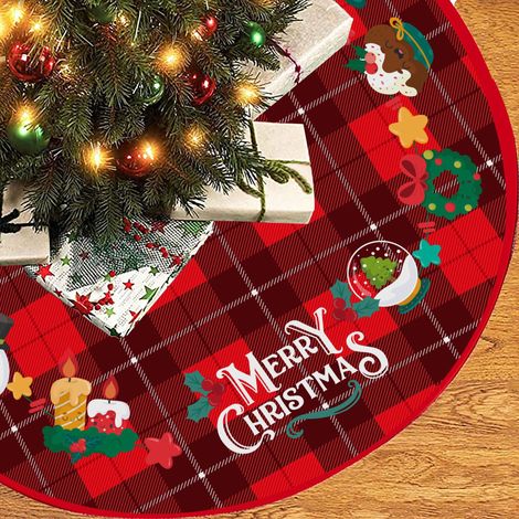 Jupe de sapin de Noël 90 cm, tapis en tissu brossé, motif personnalisé, tapis de sol pour sapin de Noël, décorations pour le Nouvel An (1/3)