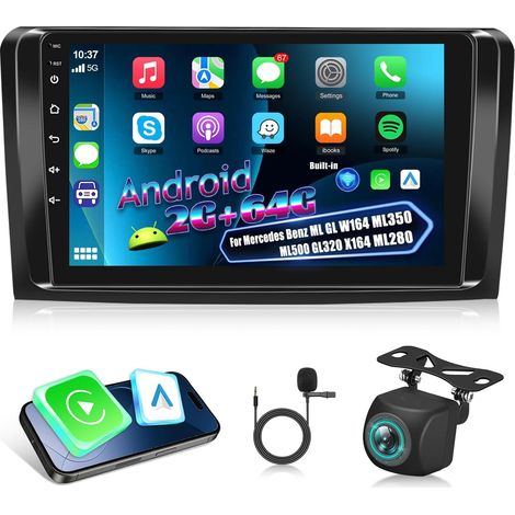 [2G+64G] Android Autoradio pour ML GL W164 ML350 ML500 GL320 X164 ML280 avec sans Fil Carplay et Android Auto, Écran Tactile HD de 9 Pouces avec GPS/WiFi/Bluetooth/EQ/FM RDS (1/5)
