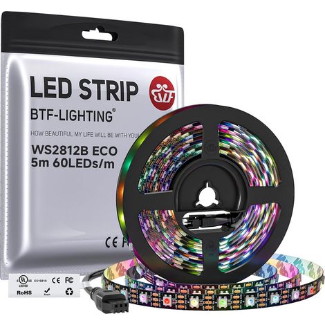 WS2812B RGB 5050 5M 60LED/m 5V Alloy Wires LED Strip 5M 300 Pixels PCB Black Individually Addressable 10mm IP30 for Kitchen Bedroom TV DIY Project (Strip Only) (1/5)