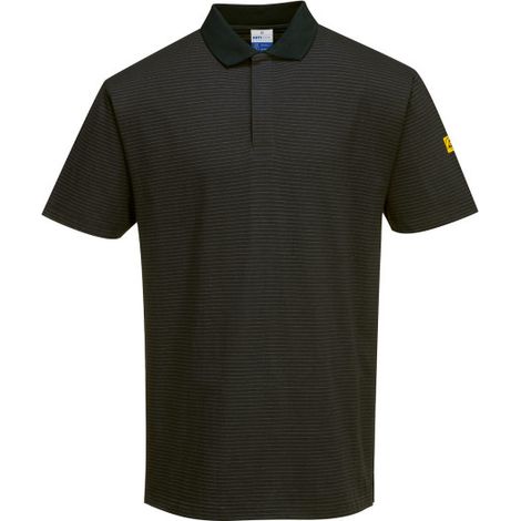 Polo ESD antiestático cuello acanalado, manga corta PORTWEST AS21 XL Negro