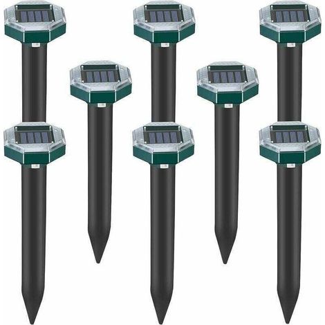 Lot de 8 pics repulsifs a ultrasons pour taupes, serpents et campagnols a energie solaire pour pelouse, jardin et cour, repulsif a sardines (1/5)