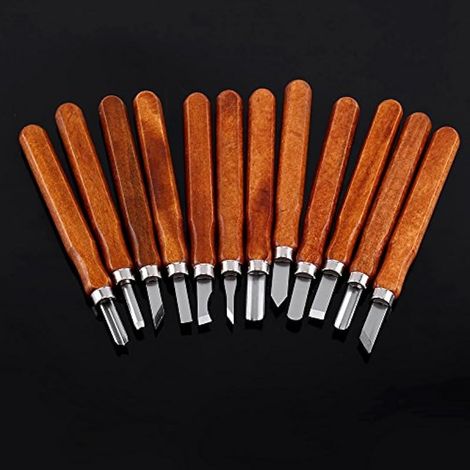 Ensemble de ciseaux à bois, ensemble de couteaux à bois durables pour outils de bricolage, 12 lames de burin pour artistes et sculpteurs (1/3)