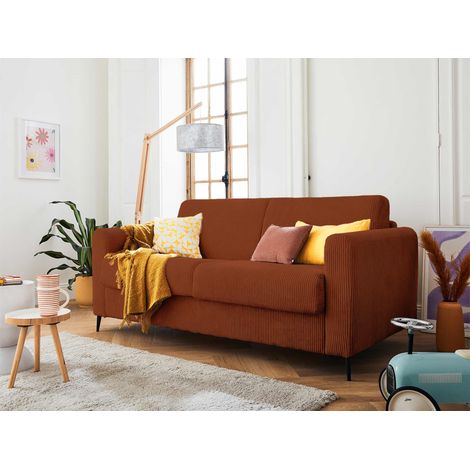 Owen - canapé 3 places convertible - couchage quotidien - matelas 12 cm - en velours côtelé (1/5)
