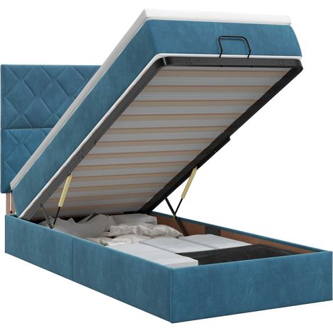 Maison Exclusive - Letto ottomano con materasso Blu Scuro 90 x 200 cm Velluto (1/5)