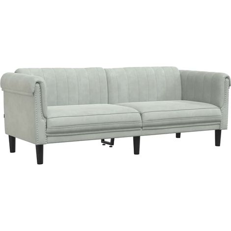 Canapé  Sofa à 3 places gris clair velours (1/5)