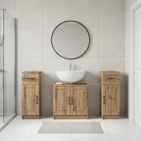 vidaXL 3 Piece Bathroom Cabinet Set UTRECHT Artisan Oak (1/5)