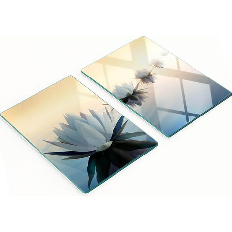 Bandejas decorativas de cristal para servir aperitivos con dise帽o de flores de loto, 2x40x52 cm.