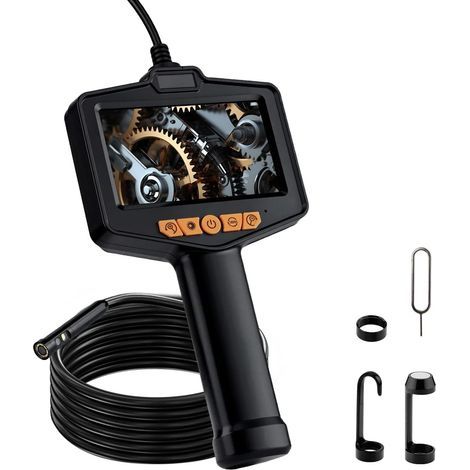 Mcbazel Camera Endoscopique, Endoscope 4,3" IPS 1080P HD avec 8 LED Réglables, Caméra d'Inspection 5M Câble Semi-Rigide IP67 pour Plomberie, Mécanique & Électronique (1/5)