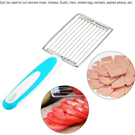 Küchenmesser aus Edelstahl zum Schneiden von Schinken, Fleisch, Obst, Tomaten und weichen Lebensmitteln – Multifunktionales Schneidwerkzeug, Klinge aus Edelstahl, blauer Griff (1/5)