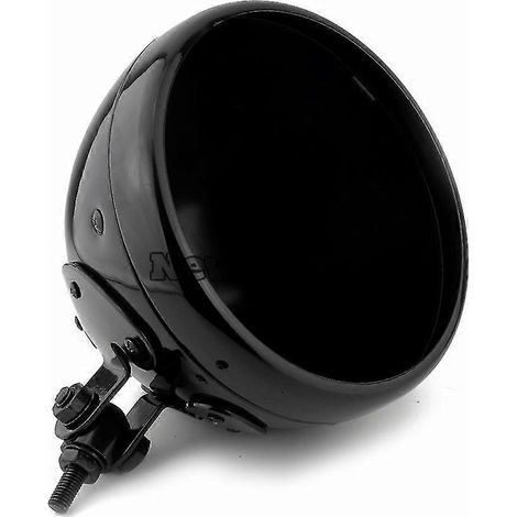 Phare avant universel pour moto, fixation inférieure, 7 pouces, cache-phare LED, boîtier pour Harley Custom, noir/chrome brillant (1/4)