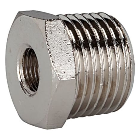 Riegler Reduziernippel, R 3/8 a., G 1/8 i., SW 17, Messing vernickelt (1/2)