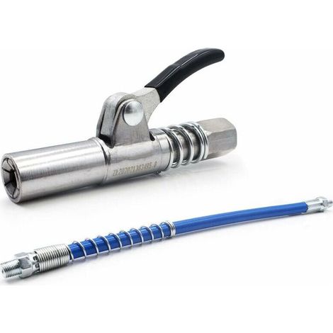 Pistolet pneumatique,Raccord de Pistolet à Graisse,G Coupler Embout Pompe à Graisse Original,Facile à Presser,Coupleur de Pistolet à Graisse Graisseur Haute Pression,avec Tuyau Flexible (env (1/5)