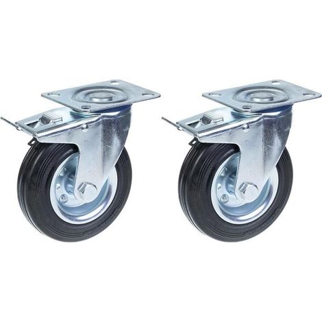 Roulettes - ZHONGSHAN - 125mm - Black rubber - Set of 2 - Capacity 240kg (1/5)