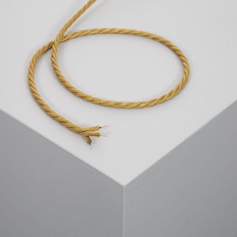 Cable Textil Eléctrico Trenzado Dorado 9 m