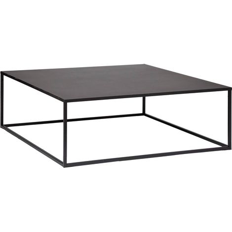 Atmosphera – Table basse fixe en métal noir 100 x 100 cm – Hauteur 36 cm – Plateau en verre trempé résistant aux rayures – Pieds en acier inoxydable (1/10)