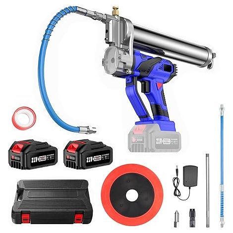 TaskStar Akku Fettpresse, [2024 Update Leistungsstark] 21V Fettpresse Batteriebetrieben mit 12000 PSI Schläuche, Variable Geschwindigkeit Trigger, Elektrische Fettpresse mit 2 Akkus und Ladegerät (1/5)