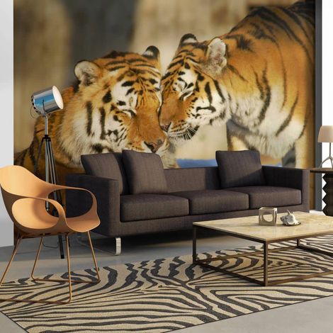 Papier peint tigres : l'amour inconditionnel - 300 x 230 cm (1/4)