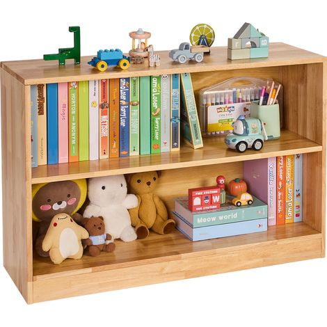 VEVOR Mobiletto di Stoccaggio Portaoggetti di Giocattoli per Bambini 2 Ripiani, Armadietto Porta Giocattoli con 2 Scomparti, Scaffale per Giocattoli per Camera da Letto, Marrone (1/5)