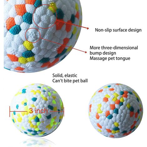 Balle pour chien jouet canin en ETPU indestructible anti-glisse massage langue taille 7.5cm couleurs orange-jaune et jaune-vert jouet flottant interactif intérieur extérieur piscine plage lac (1/2)