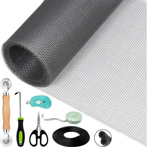 Kit de réparation moustiquaire pour fenêtre 300x120cm gris avec accessoires (1/5)