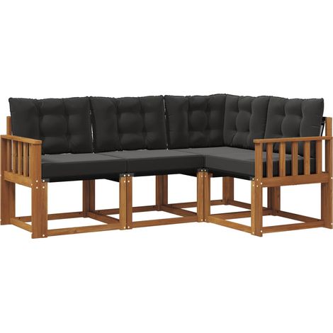 Outdoor Sofa Set with Cushion 4 pcs Natural and Black vidaXL