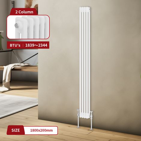 Warmehaus Traditional Radiator Double Column White 1800 x 200mm (1/5)