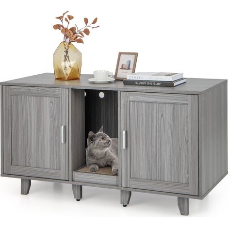 Armario para arenero de gatos 120 x 52 x 65 cm multifuncional diseño moderno MDF gris 200012643
