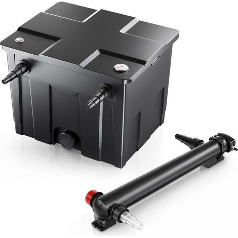 SunSun Komplettset: CBF-350 Teichfilter bis 12000 L Teichfilteranlage als Durchlauffilter, CUV-336 Teichklärer UVC Klärer mit 36 Watt UV-C Leistung (1/4)