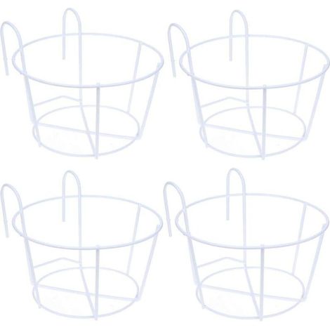 Support de fleurs suspendu blanc 252514.5cm 4 pièces support de pot de fleurs balcon rond en fer panier de fleurs suspendu adapté pour balcon