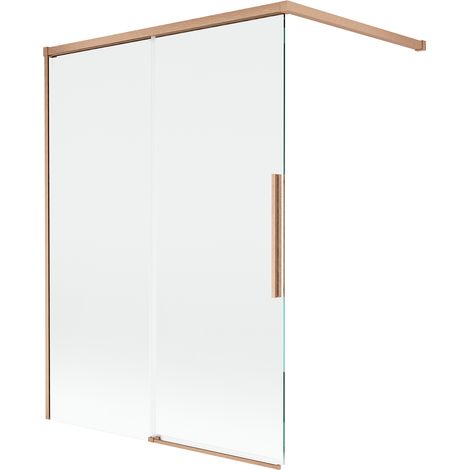 Mexen Rox paratia da vasca da bagno a 2 ante scorrevoli 120 x 150 cm, trasparente, rame spazzolato - 8C9-120-003-65-00