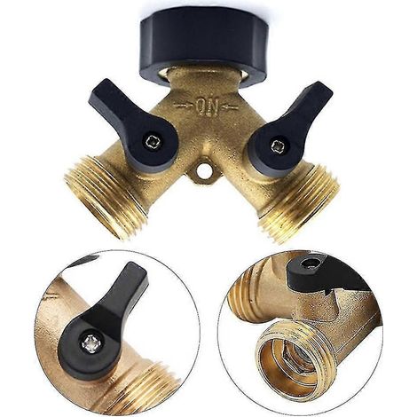 2-Wege-Y-Verteiler für Zulaufschläuche 3/4 Zoll zum Anschluss von 2 Geräten, Gartenwasserverteiler, Verteileranschluss für Wasserschlauch, Gartenschlauch (1/3)