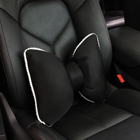1 pièce Oreiller lombaire ergonomique pour voiture, confortable en polyester, support pour la conduite et les voyages, noir (1/5)