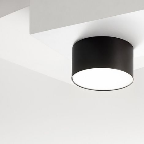Plafoniera alluminio gea led cloe 65 gpl242n led lampada soffitto nero tonda moderna interno 12w 4000°k