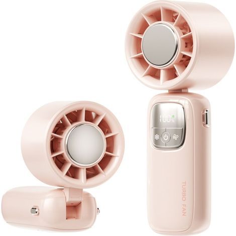 Ventilateur portable 4000 mAh, rechargeable, silencieux et longue durée, adapté au camping, à la randonnée et aux activités de plein air (rose) (1/5)