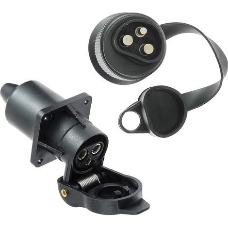 Eacal Prise Remorque 3 Broches et Fiche pour Remorque 12V, Prise Électrique 3 Broches Femelle Connecteur Prise Attelage Remorque Male 3 Broches Étanche pour Machines Agricoles, Camions, Bateaux (1/5)
