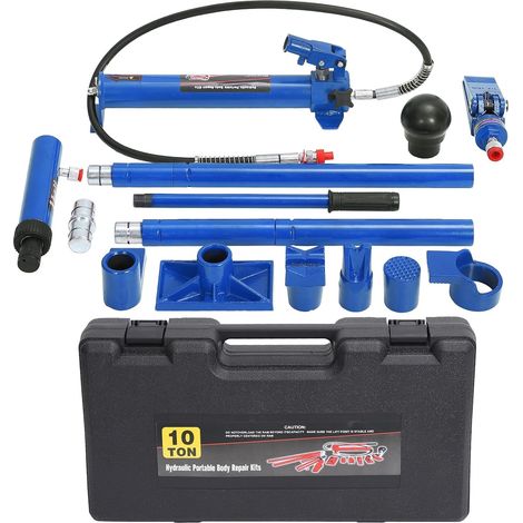Kit Hydraulique Porta Power 10 Tonnes – Vérin Puissant, Pompe Et Flexible 1,4 m, Coffret Plastique Portatif Robuste – Redressage Et Réparation Châssis Auto, Camion, Agricole – 10 Tonnes  Boîte