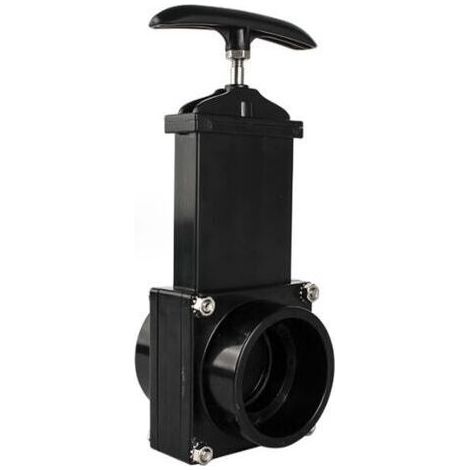 BUNTHAUS Valve de vidange pour camping-car, diamètre 50 mm, à glissière, noire, robuste et légère, pour eaux usées, compatible avec les caravanes et les fourgons aménagés. Valve anti-retour idéale pou