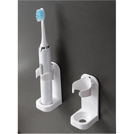 Support de Brosse à Dents Électrique, Organisateur de Dentifrice Mural Autocollant en Plastique Multifonctionnel Support de 2 (1/4)