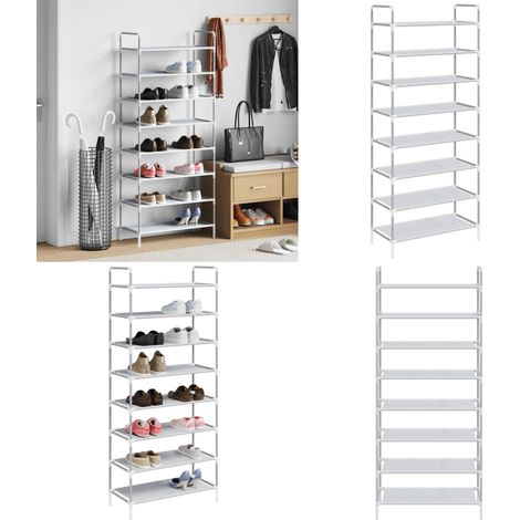 Schuhregal mit 8 Böden Metall und Vliesstoff Silbern - Schuhregal - Schrank - Schuhorganisation - Garderobe - Aufbewahrungssystem - Home & Living (1/5)