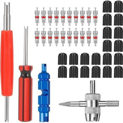 44Pcs Demonte Obus Valve, Demonte Pneu Voiture Valve Pneu Outil de Reparation pour Les Voitures, Camions, Vélos, Motos, VTT (1/5)