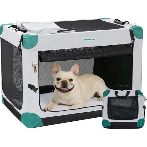 Hundetransportbox faltbar 66x48x48cm mit Decke, bis 15kg, Grau (1/5)