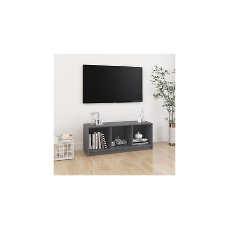 Meuble TV Gris 104x33x41 Bois de pin massif (1/5)
