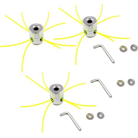 Lot de 3 Aluminium fils Tête Coupe-bordure Tête double fil bobine Tête fil nylon pour débroussailleuse à essence Tondeuse à Gazon, Tete universelle multifils pour fil
