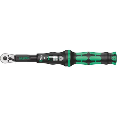 Wera – Clé dynamométrique 1/4" (6.3 mm) – Couple 2.5-25 Nm – Précision 4% – Cliquet réversible 45 dents – Longueur 290 mm