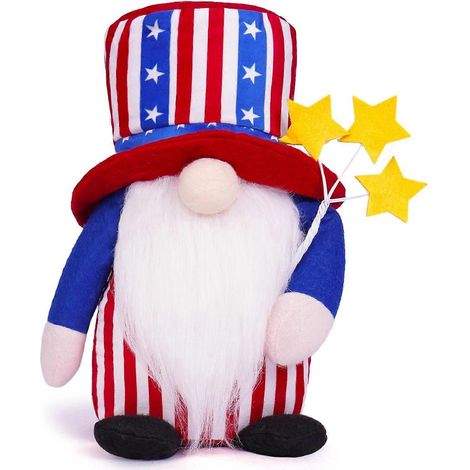 Décoration de jardin patriotique en forme de gnome pour le 4 juillet, poupée gnome en tissu pour la fête de l'Indépendance, pour le salon/bureau