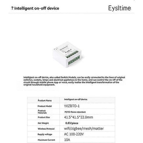 Mini disjoncteur intelligent sans fil 10A, compatible avec Alexa et la domotique (KNS). (1/5)